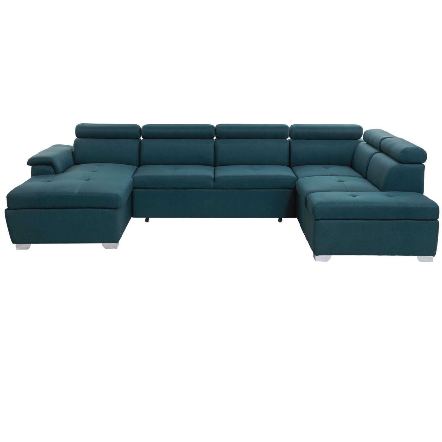 Canapé panoramique convertible avec 2 coffres en tissu