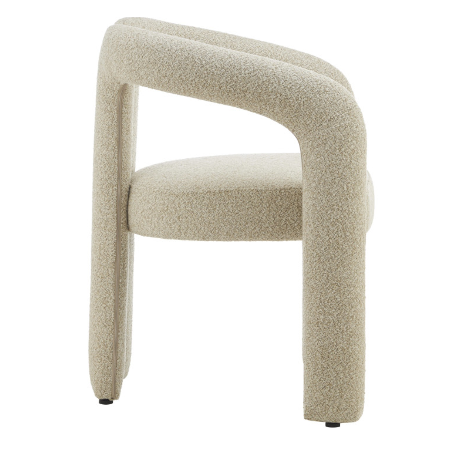 Chaise design – Assise et dossier en tissu bouclé, piétement acier (Blanc / Beige )
