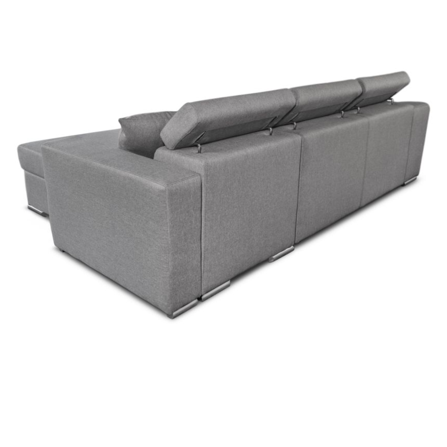 Canapé d'angle réversible, convertible avec coffre et 2 poufs en tissu