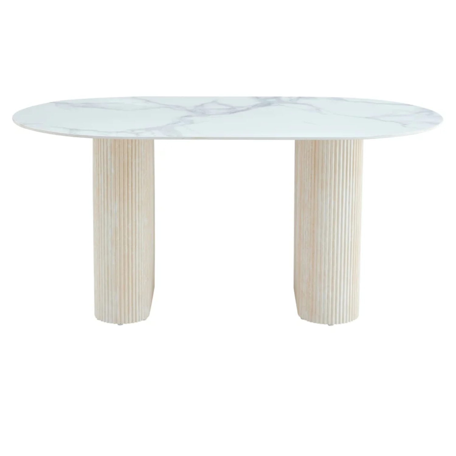 Table à manger – Design pierre naturelle – Plateau céramique marbre ou travertin – Pied effet travertin ou beige – 160 ou 180 cm