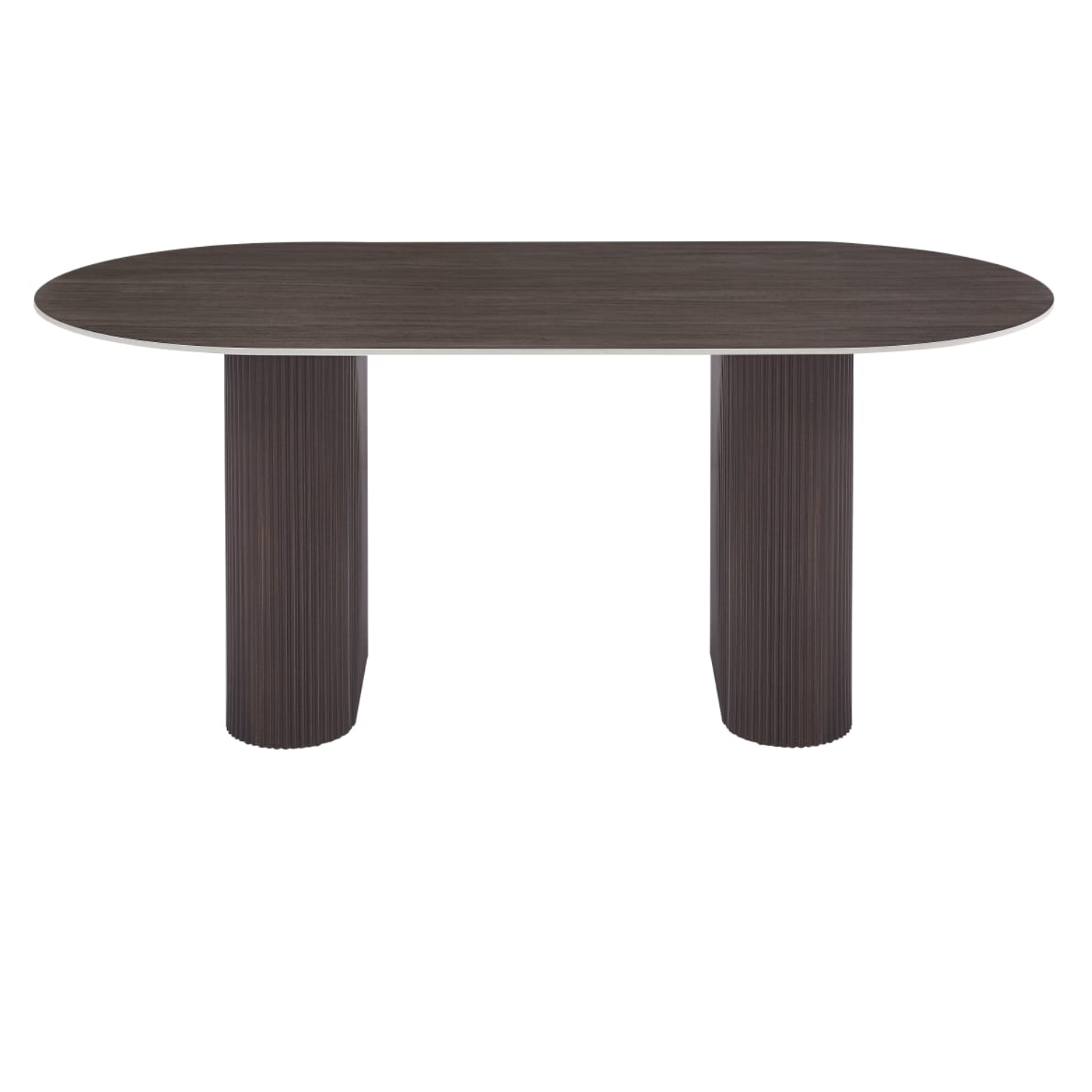 TABLE A MANGER PIED NOYER CERAMIQUE EFFET NOYER 180x90x75 CM