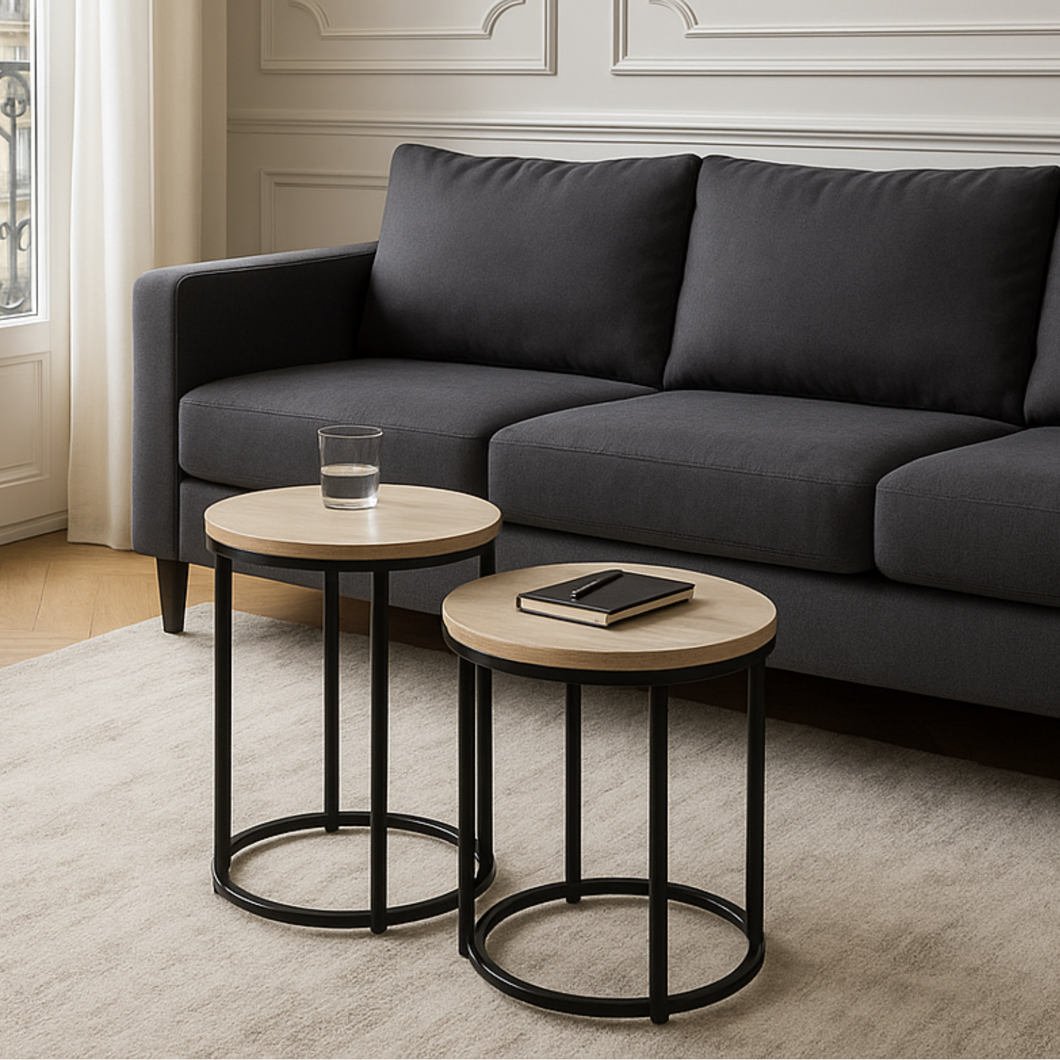 Table Zyra Design – Plateau Céramique Travertin et Piétement Acier Moderne
