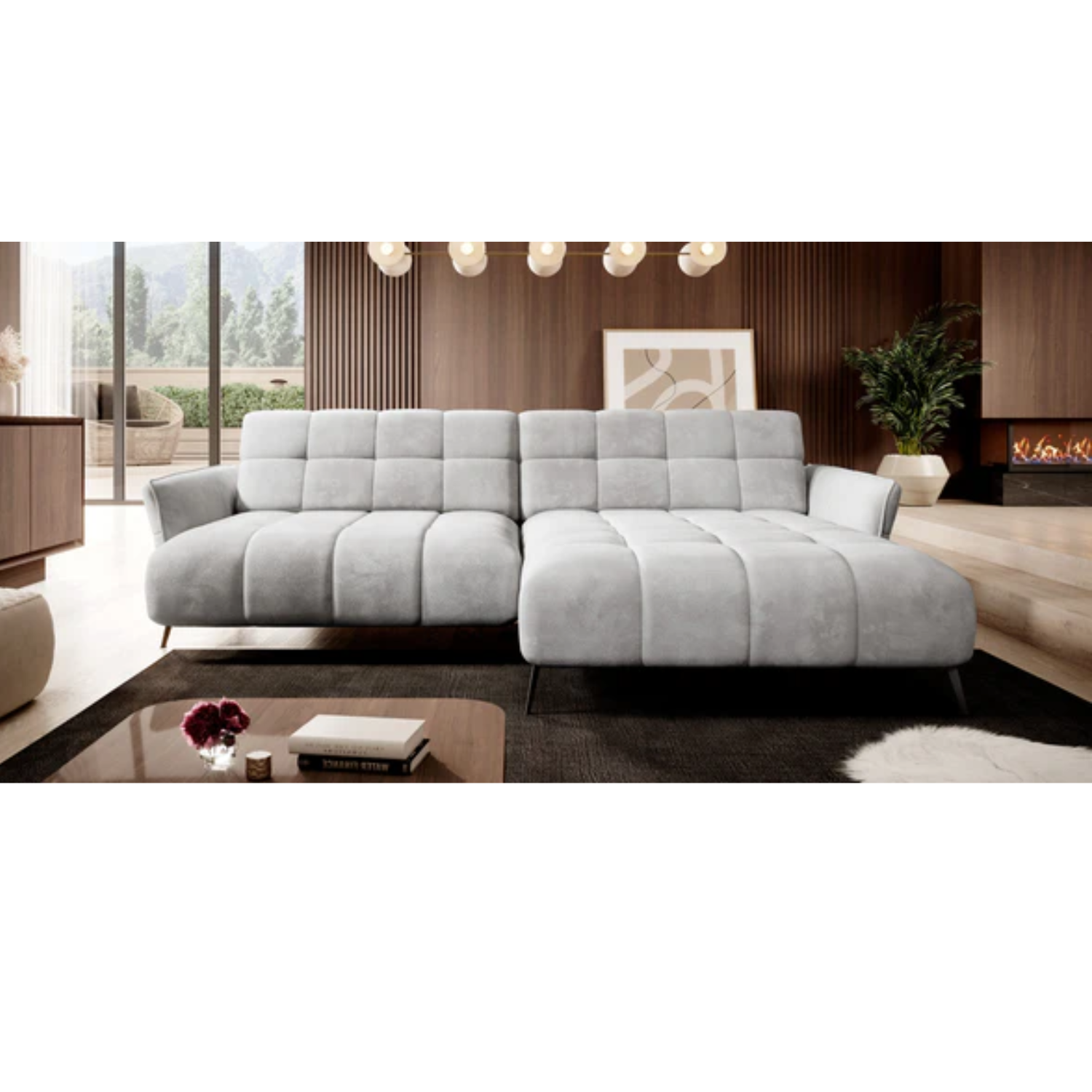 Canapé d’Angle  Haut de Gamme – Réglage Électrique de l’Assise, Design Moderne, Confort Sur Mesure | Tissu Premium & Structure Robuste