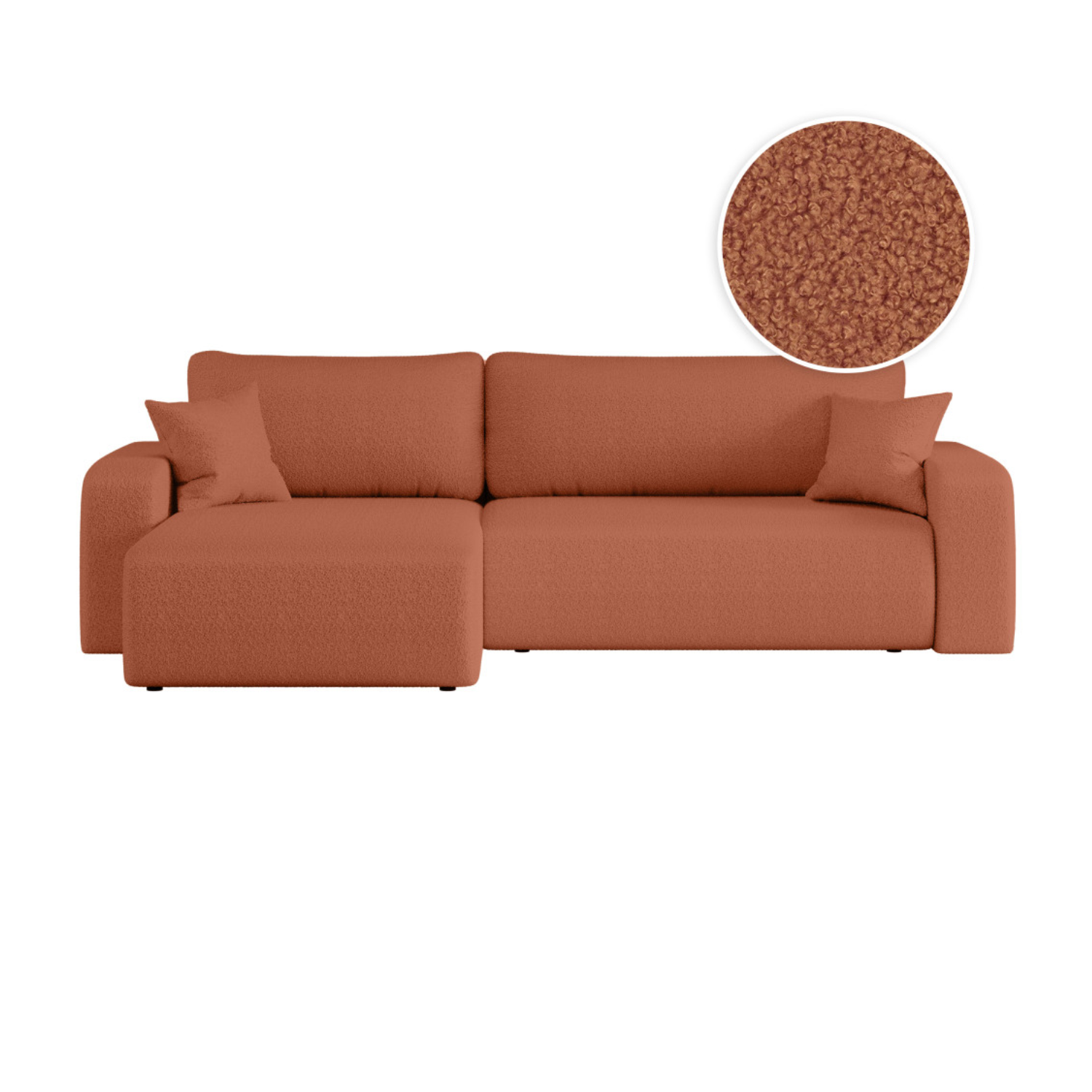 Canapé d'angle max réversible et convertible 5 places en tissu bouclette