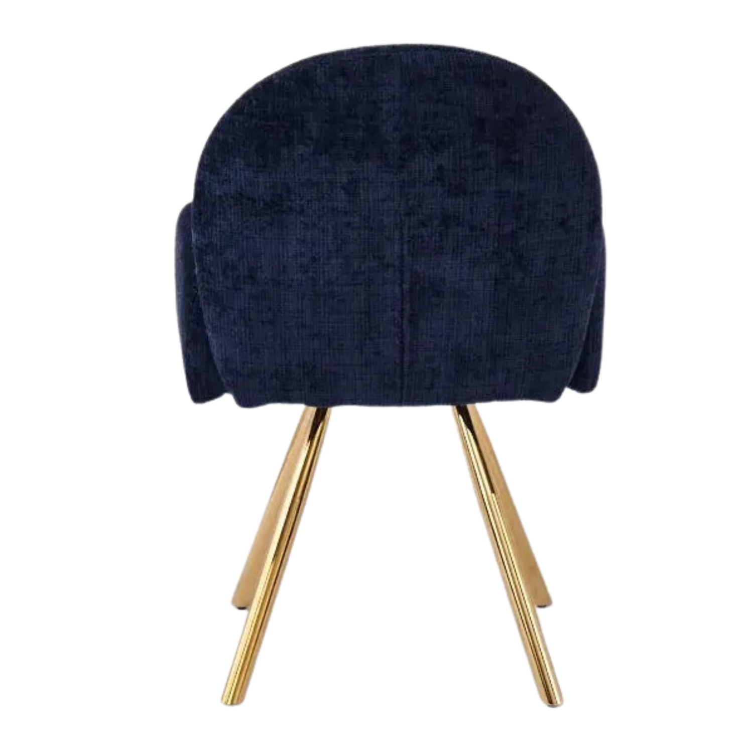 Chaise en tissu chenille avec dossier haut – Piètement en acier doré, argenté ou noir
