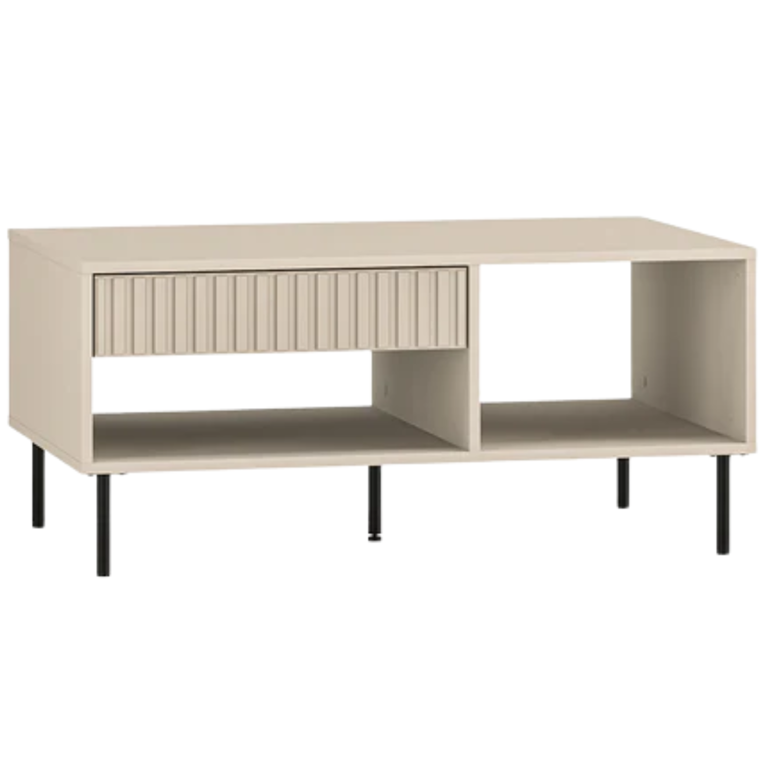 Table Basse Sofina couleur Cachemire avec Tiroir et Étageres Ouvertes