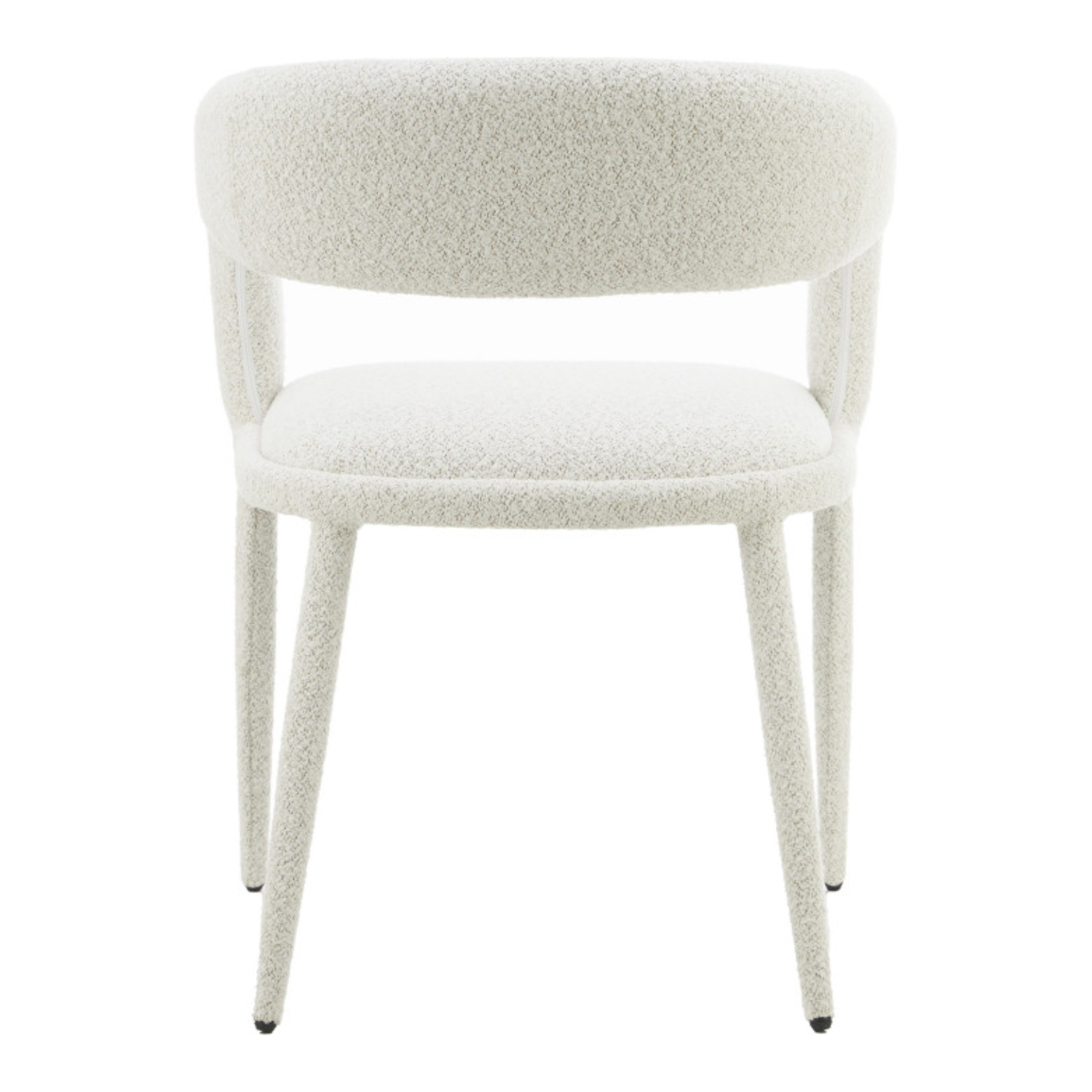 Chaise design – Assise et dossier en tissu bouclé, piétement acier (Beige / Blanc)