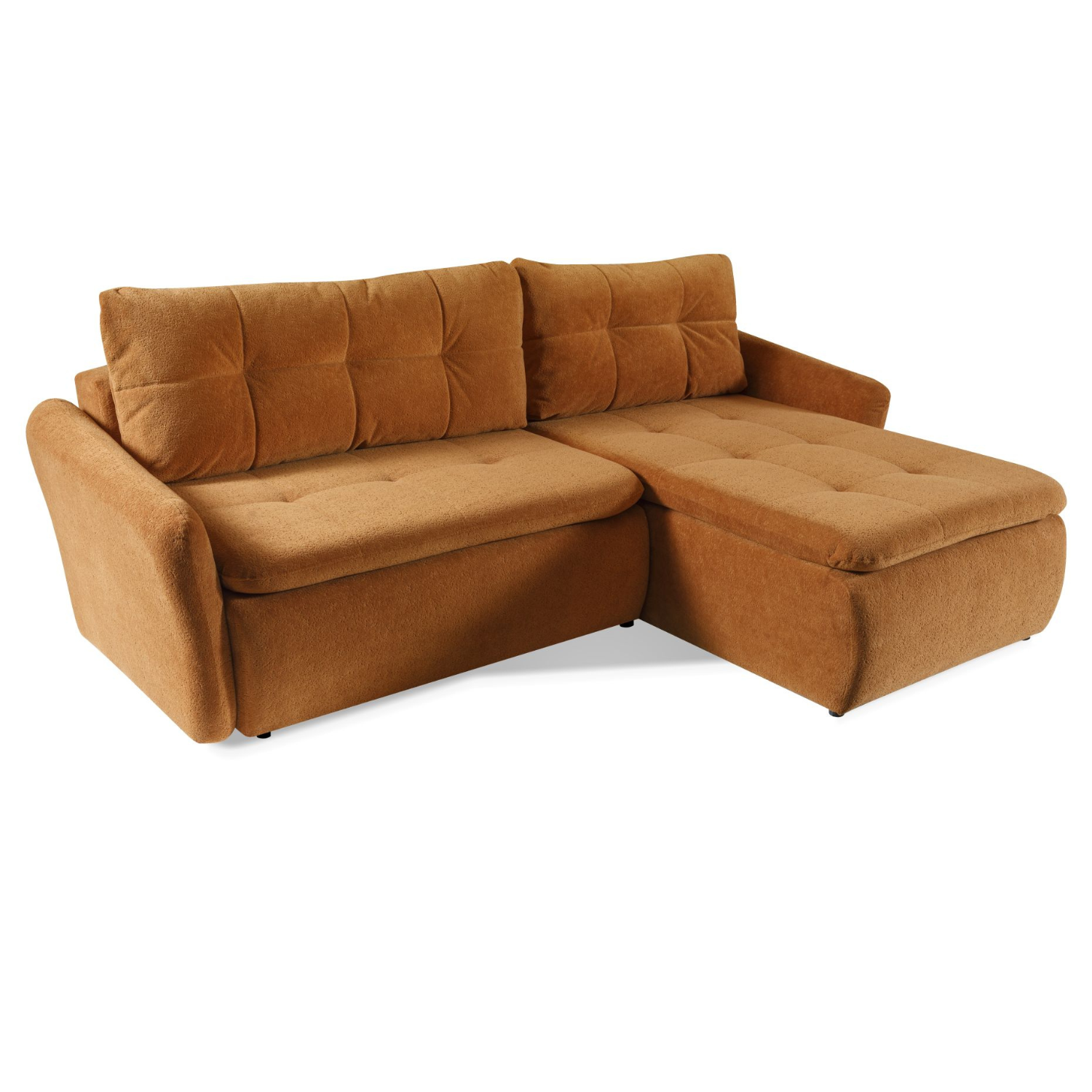 Canapé d’angle convertible 246 cm – Tissu matelassé cannelle – Universel (droite/gauche)