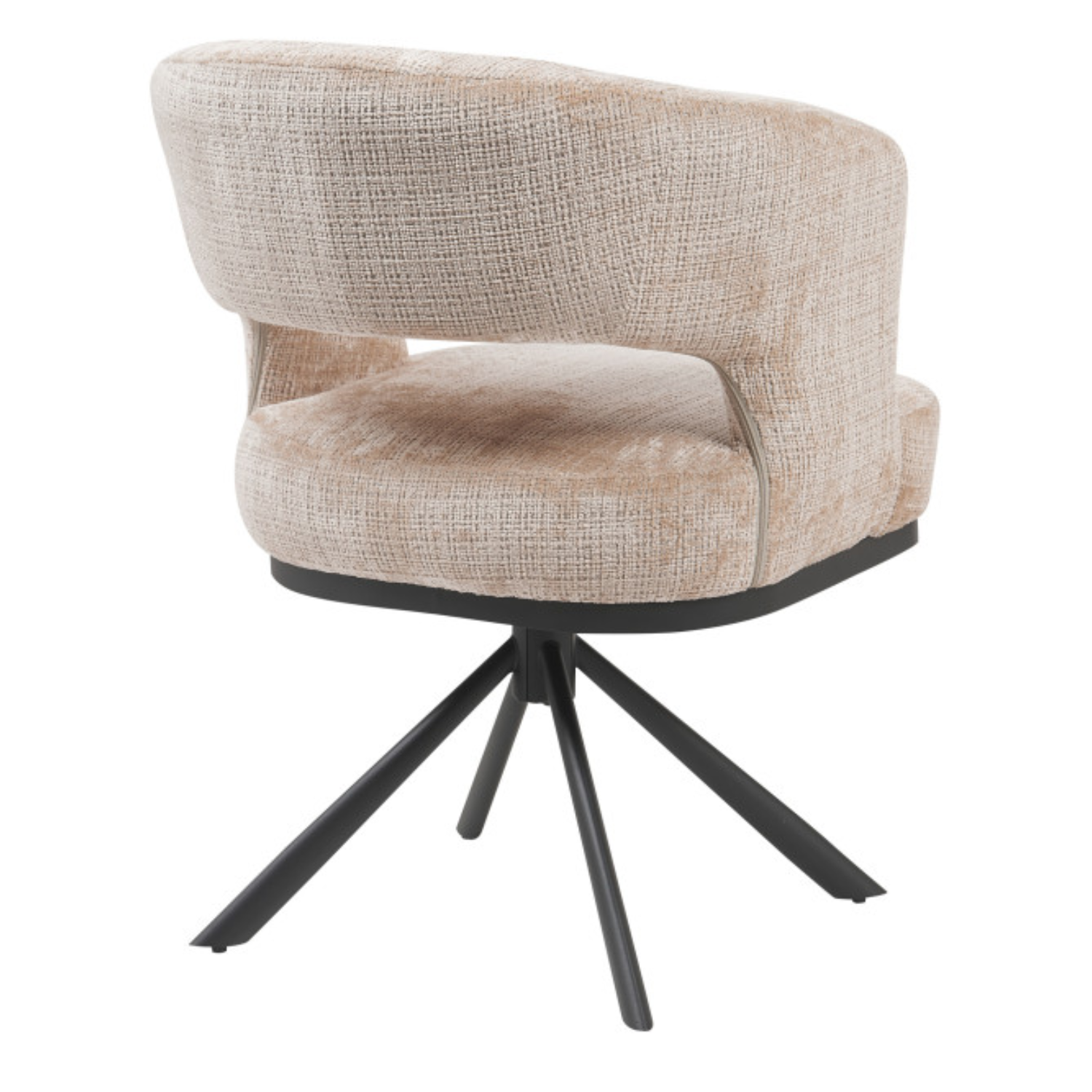 Chaise design pivotante 360° – Assise en tissu bouclé texturé, piétement en acier (Beige ou Taupe)