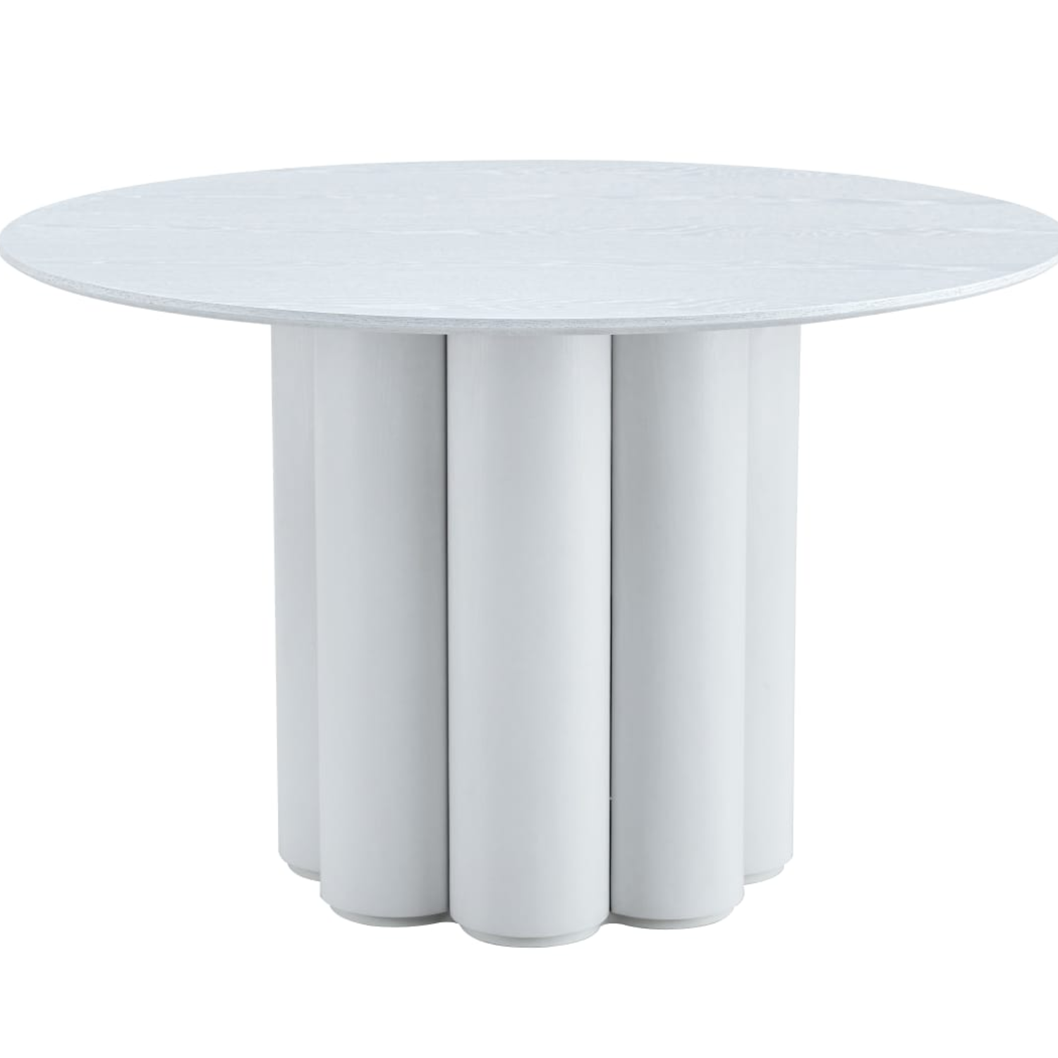 Table à manger ronde 120 cm – Bois blanc laqué design avec pied sculptural