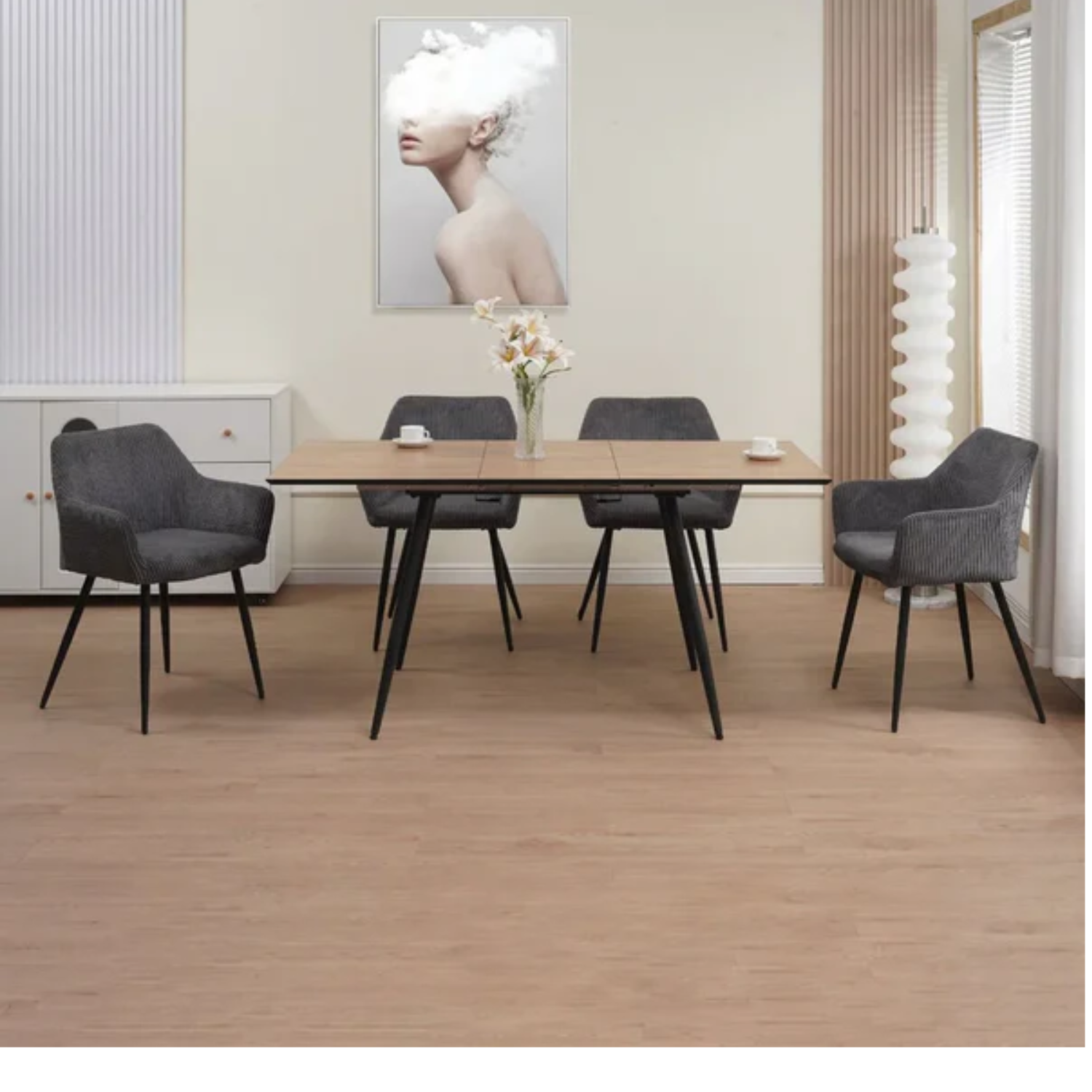 Chaise en tissu marron & anthracite avec pieds métal noir