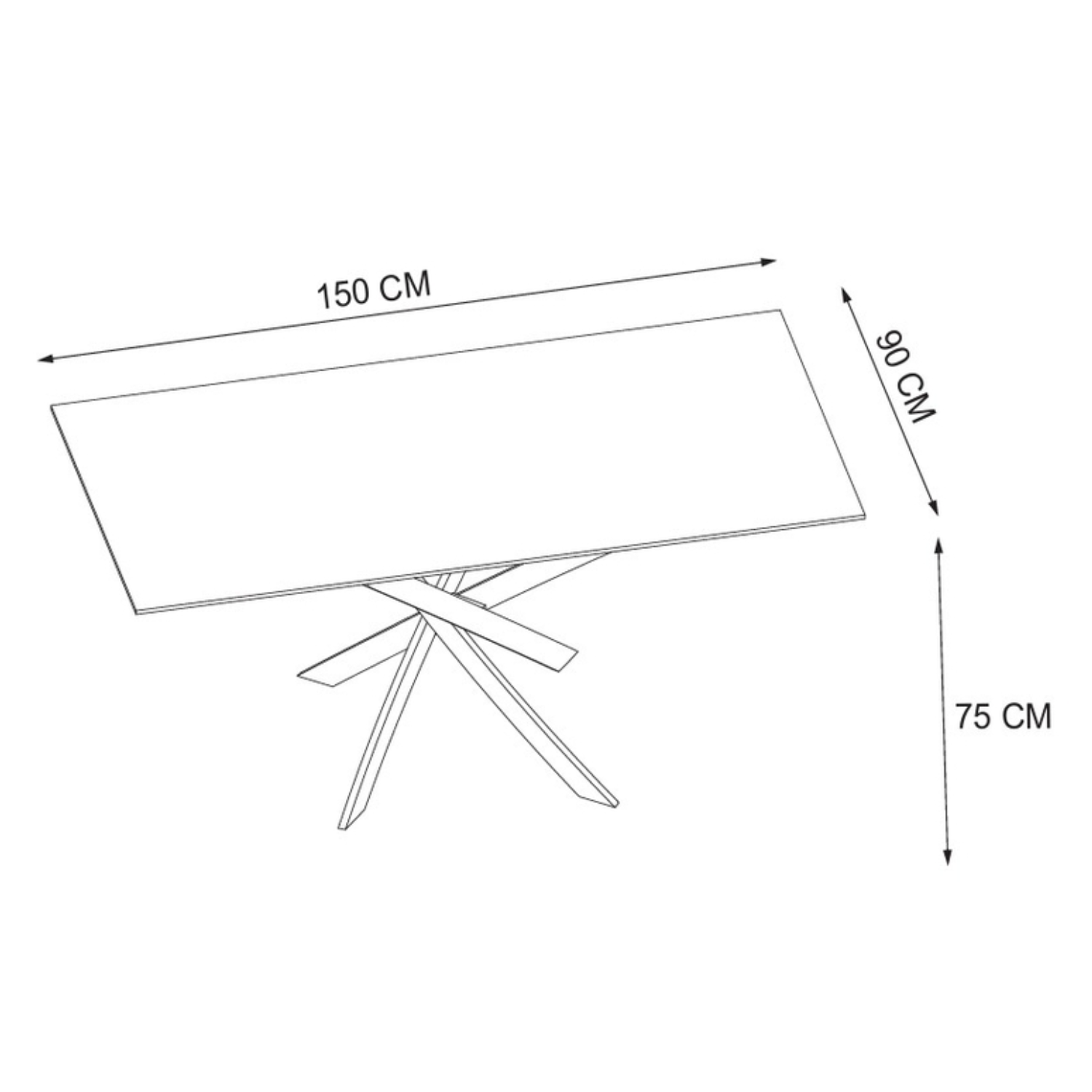 Table à Manger ALIA rectangulaire plateau en verre trempé et Pieds couleur argentée