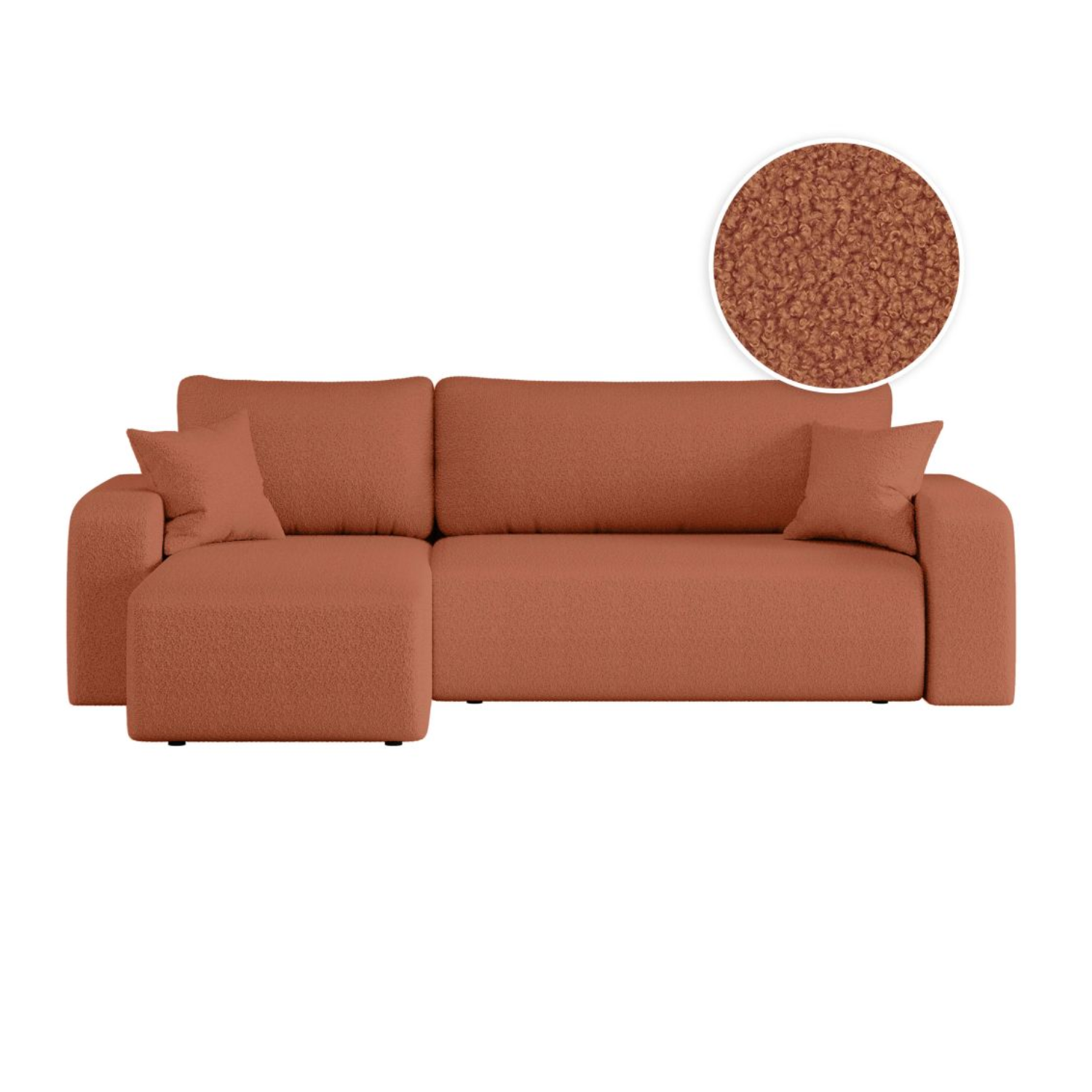 Canapé d'angle convertible et réversible 4 places en tissu bouclette