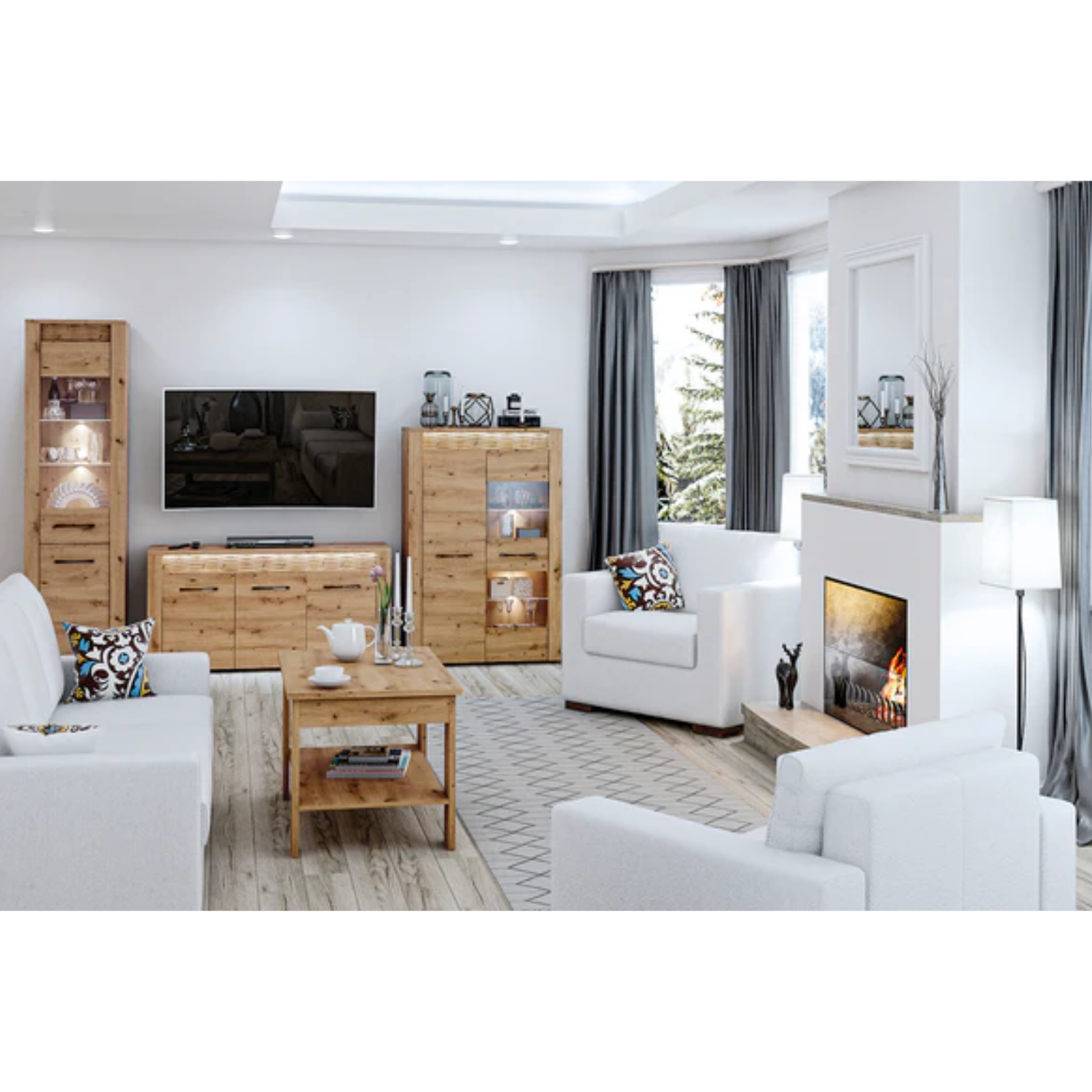 Table Basse Banc – Chêne de Lefkas & Noir – 114 cm – Design Industriel et Robuste