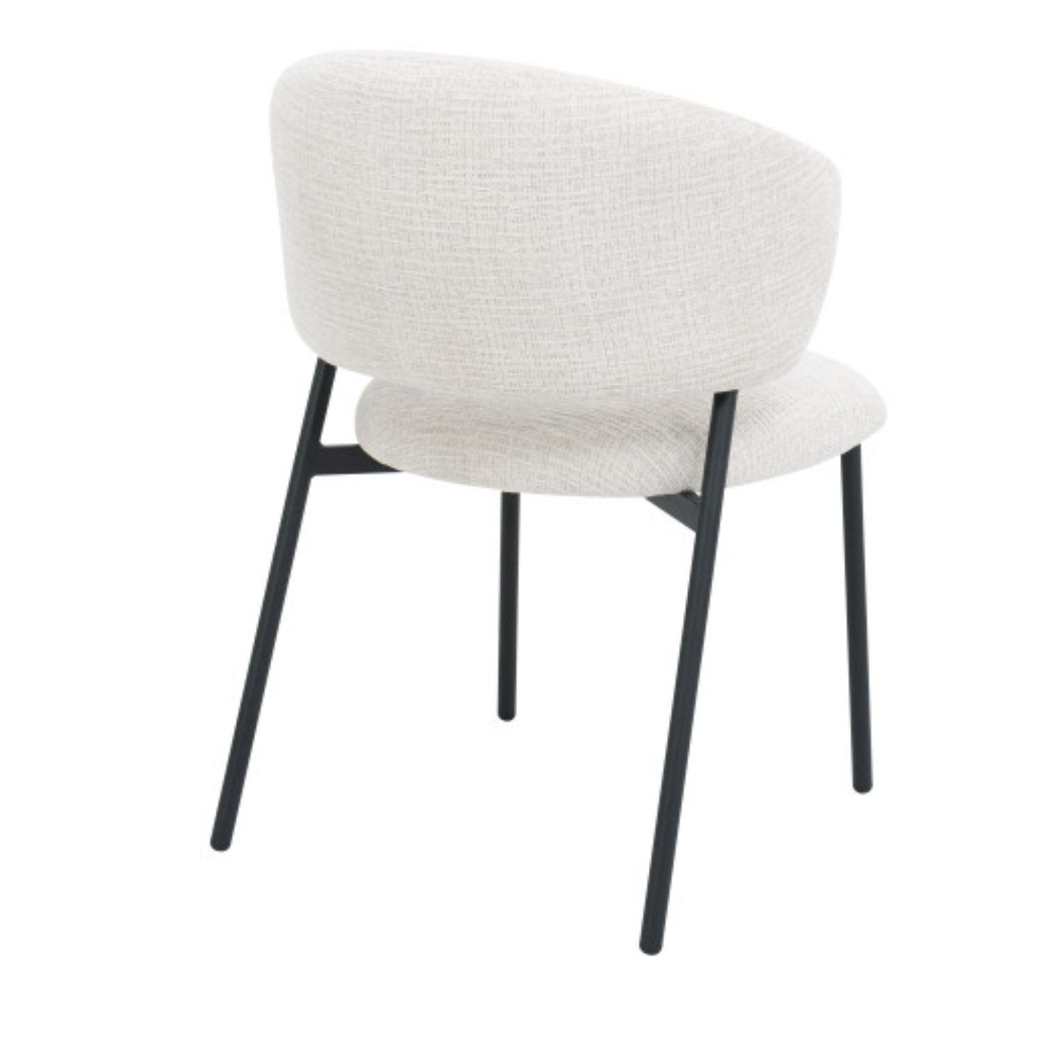 Chaise design – Tissu texturé & piètement acier noir (Beige ou Blanc)