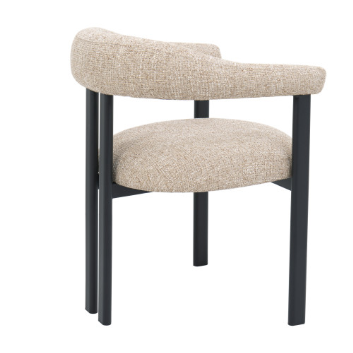 Chaise design – Tissu bouclé marron & piètement métal noir