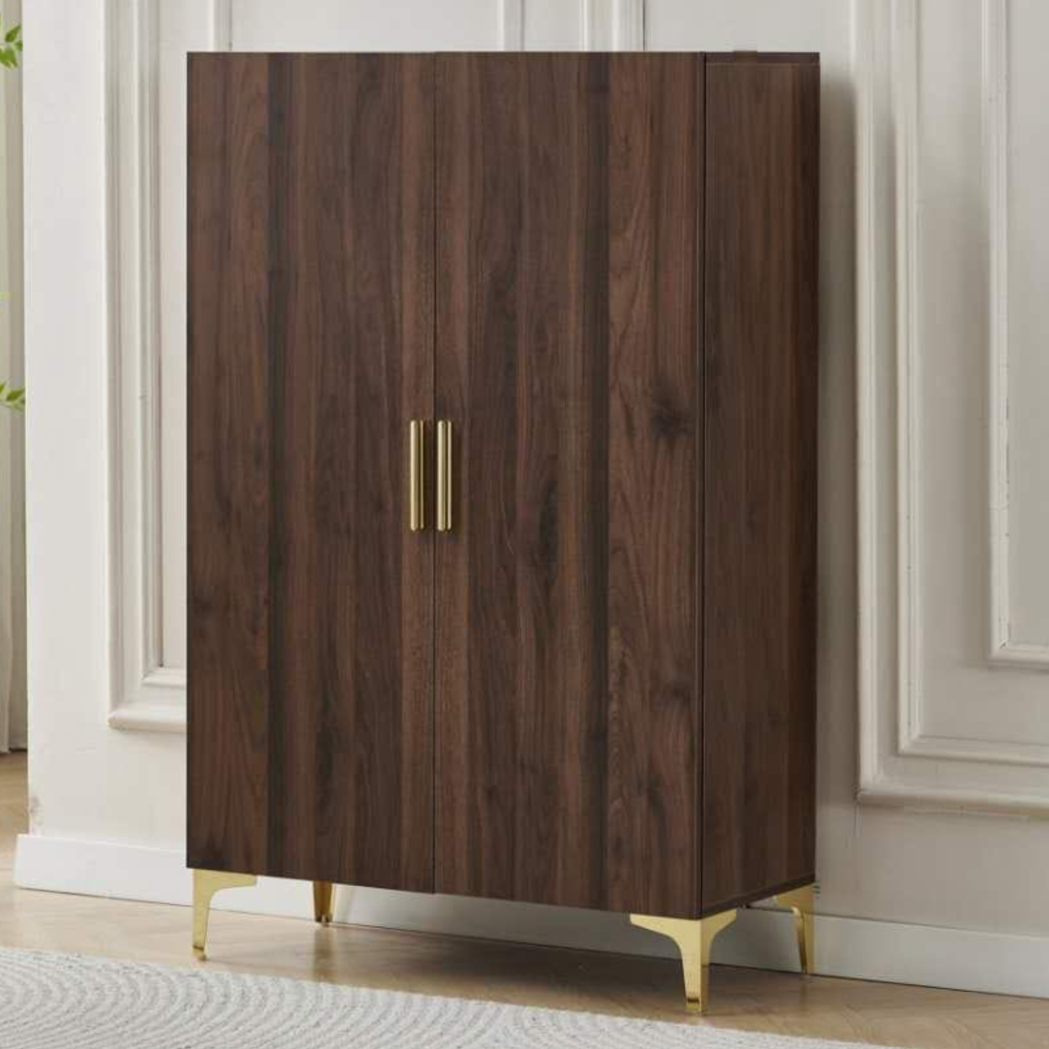 Meuble à chaussures  2 portes – MDF et piétement inox – 81x35x125 cm