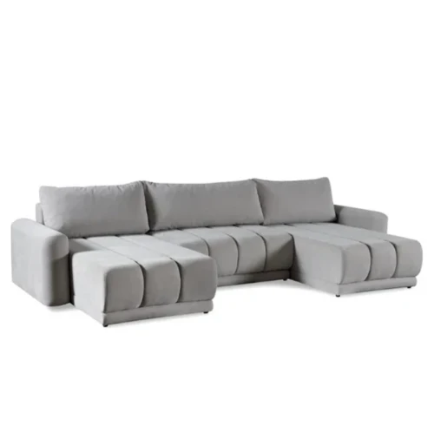 Canapé panoramique convertible Gris avec lit intégré et finitions haut de gamme