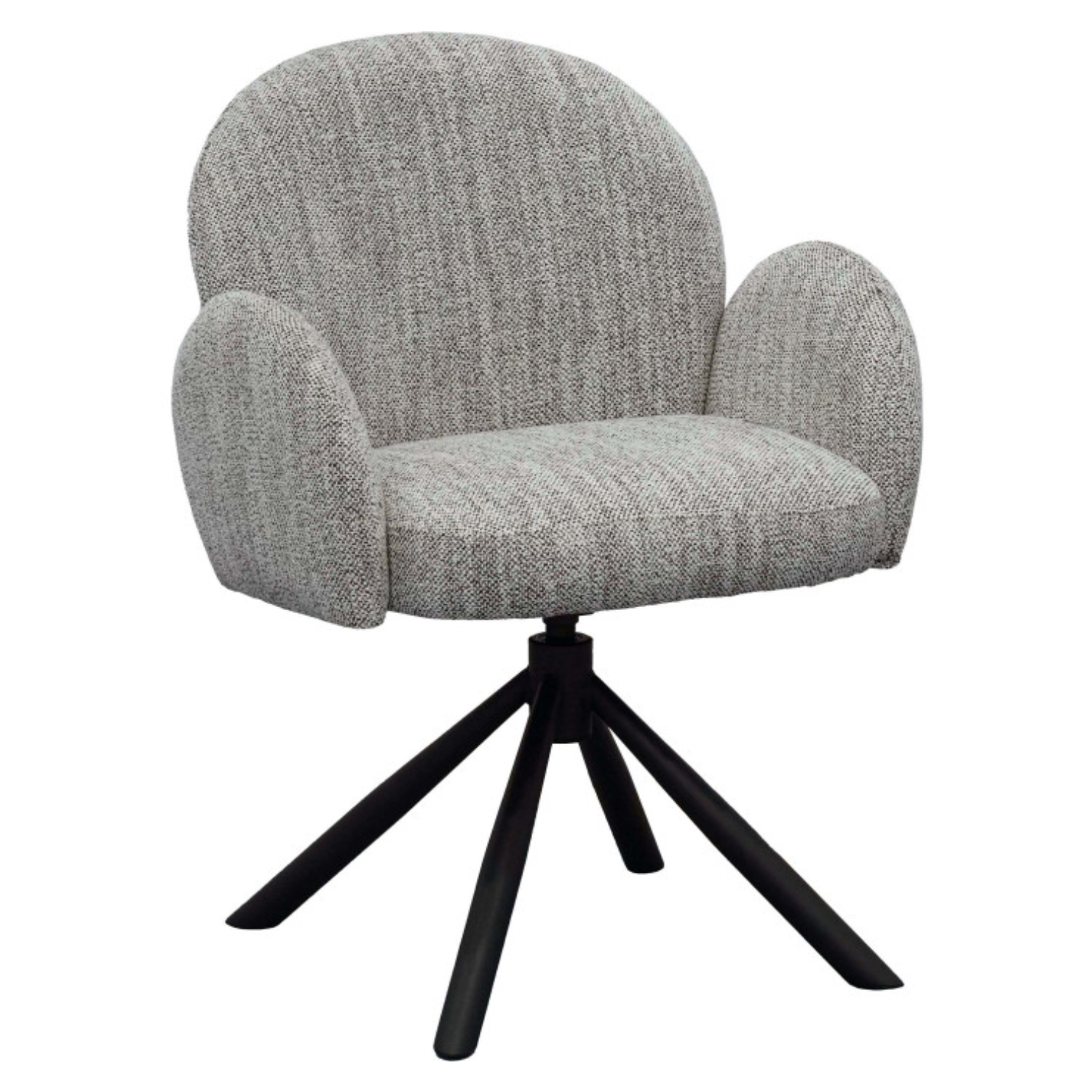 Chaise pivotante 360° – Tissu chiné avec surpiqûres & pieds acier noir (Noir ou Blanc)