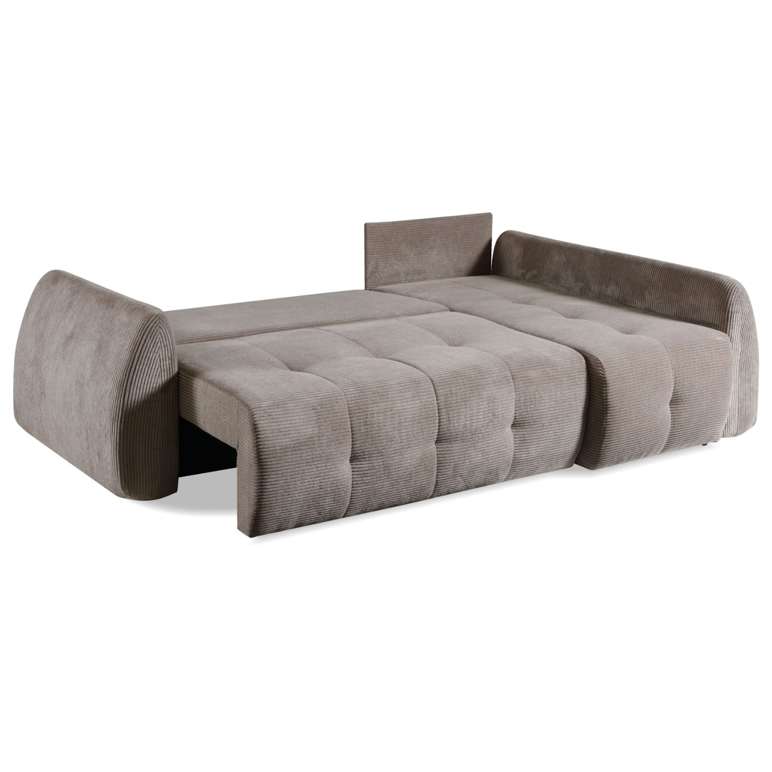 Canapé d'angle extensible matelassé 252 cm avec coffre marron