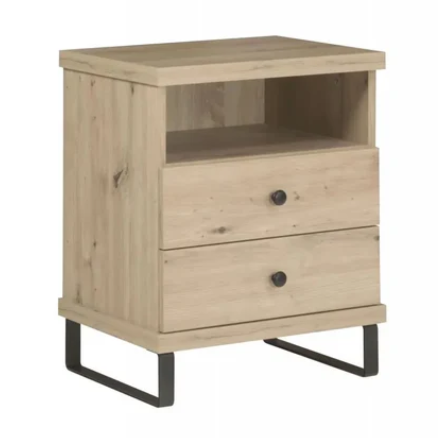 Table de chevet spacieuse avec deux tiroirs et une étagère