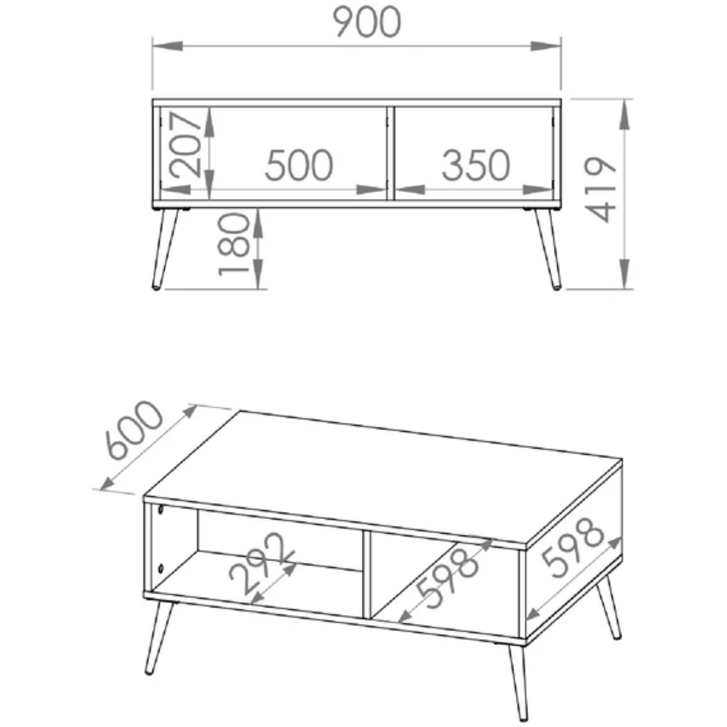 Table Basse Labrador avec Bordure ABS et Pieds Métalliques  - Élégance Moderne et Résistance