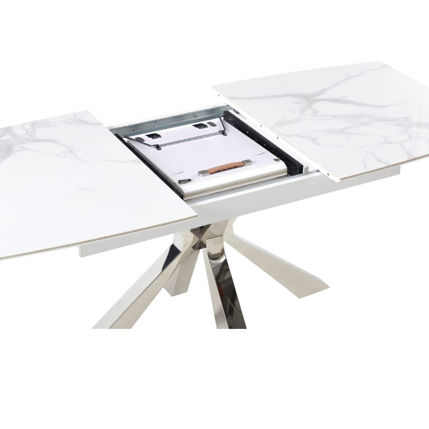 Table a manger extensible en marbre et pieds métallique