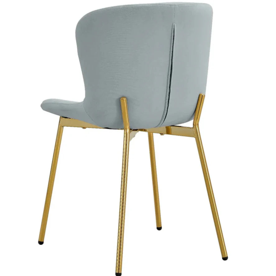 Lot de 4 chaises de bureau ELEN – Velours gris & structure en acier doré - Decora Home