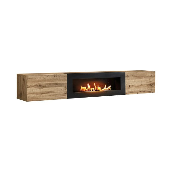 SWITCH wall hung TV unit avec cheminée bioéthanol, chêne Wotan — vue 2
