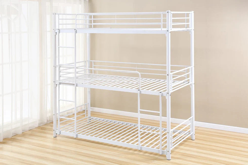 Lit superposé TRIO revêtement et sommier en acier 90 x 190 cm - Decora Home