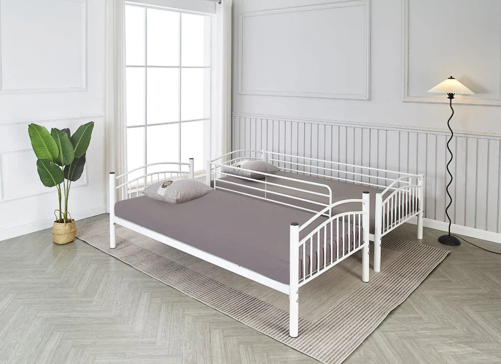 Lit superposé revêtement en acier solide Deux couchages confortables 90x190 cm - Decora Home