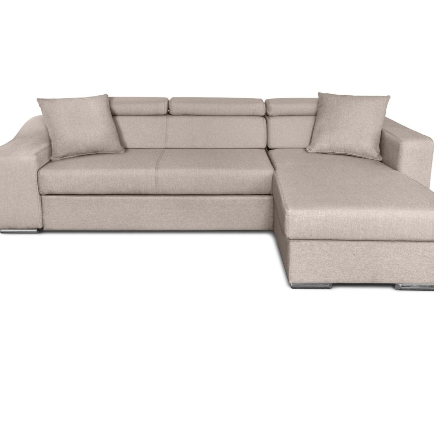 Canapé d'angle réversible, convertible avec coffre et 2 poufs en tissu