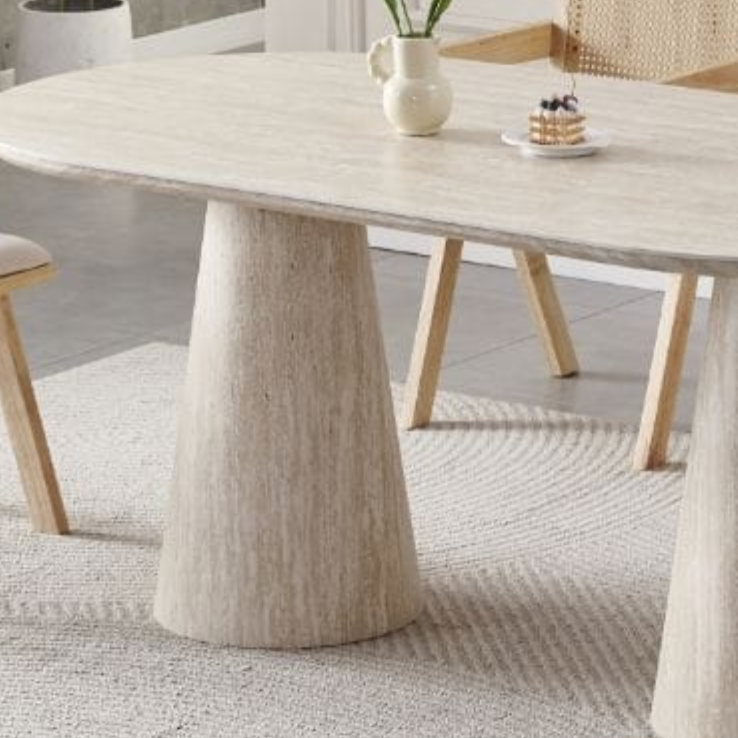 TABLE A MANGER CERAMIQUE TRAVERTIN