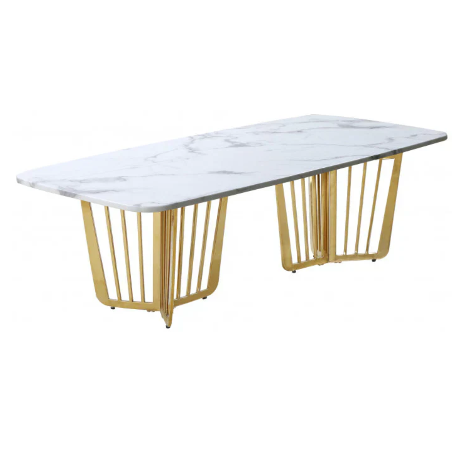 Table Basse avec Plateau en Marbre et Piètement en Acier