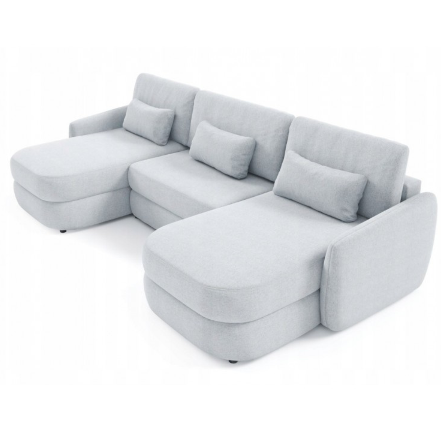 Canapé d’angle en U extensible avec rangement – Tissu Muse – 332 cm – Crème