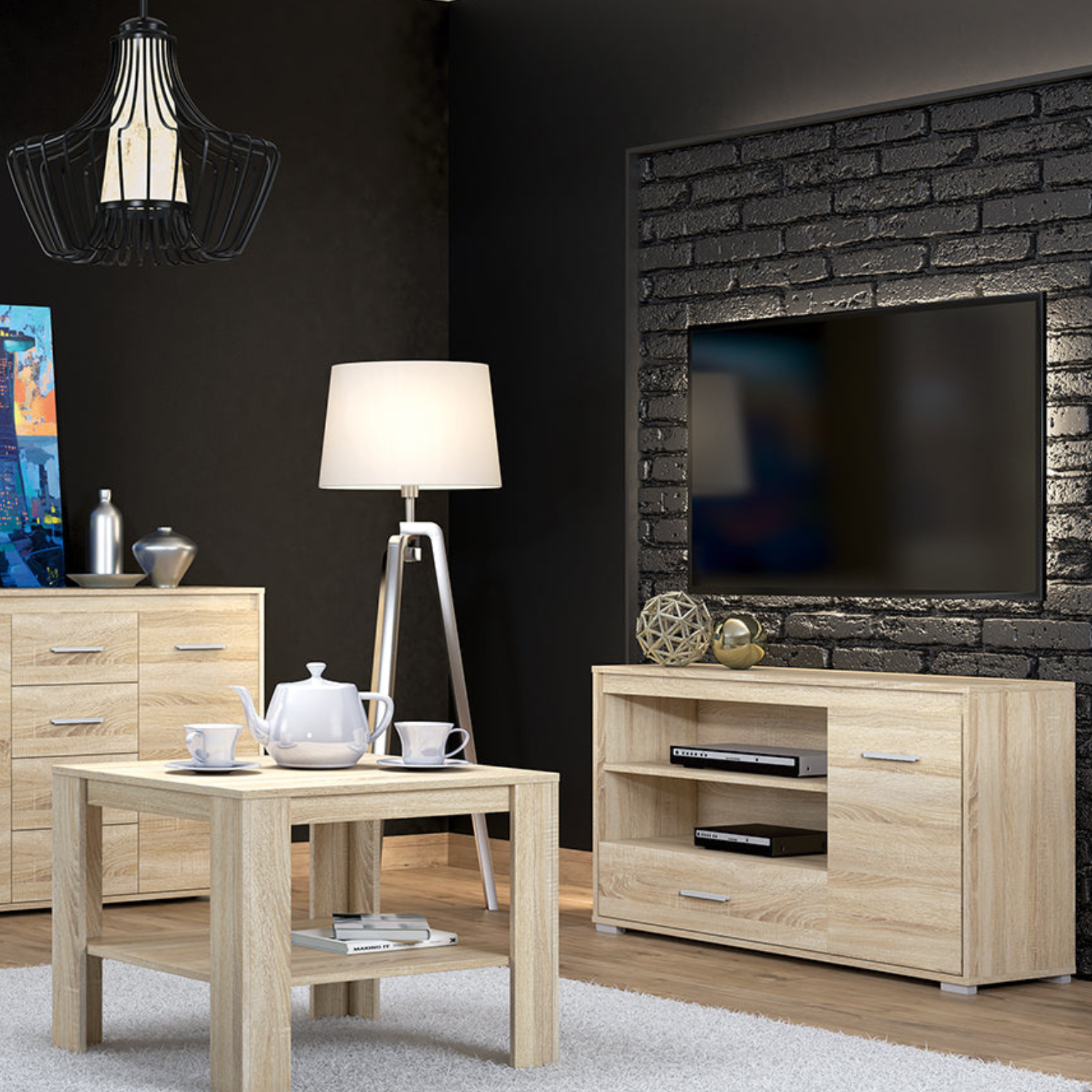 Meuble TV Moderne en Lumière de Sonoma – Design Élégant et Fonctionnel - Rangement TV
