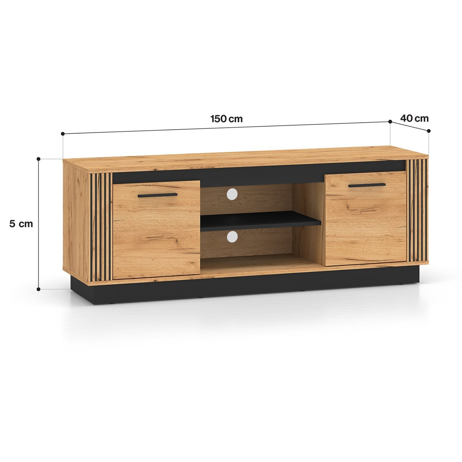 Meuble TV moderne – Chêne Craft Or et Noir – Résistant aux rayures et à l’humidité