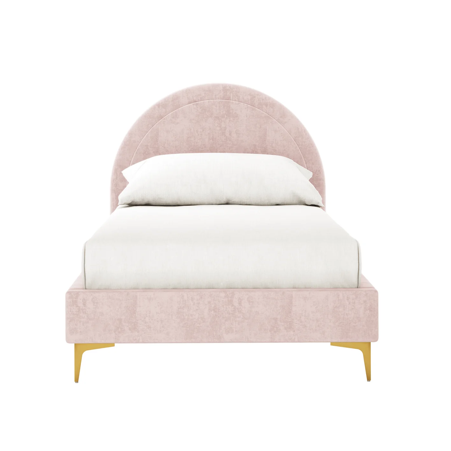 Lit enfant 90x190 cm – Velours rose et blanc