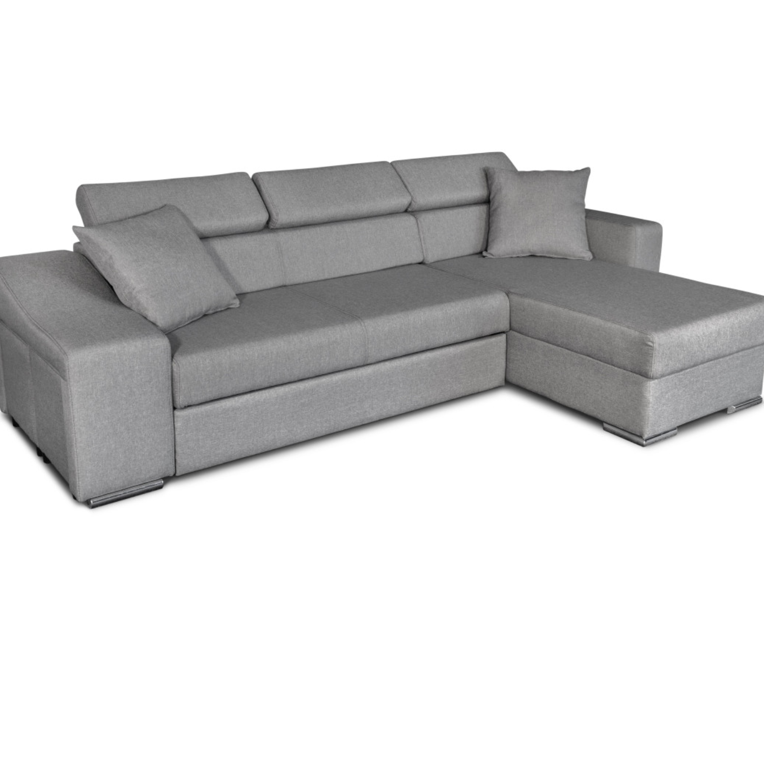 Canapé d'angle réversible, convertible avec coffre et 2 poufs en tissu