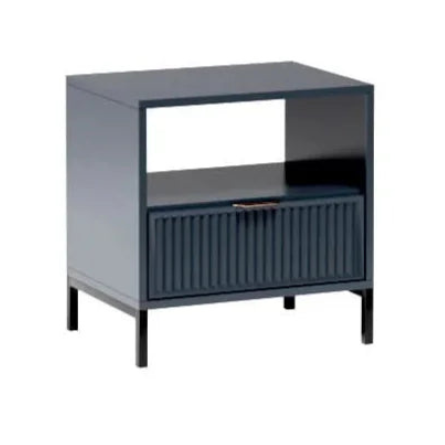 Table de chevet design avec tiroir et étagère – Pieds métal noir – 3 coloris