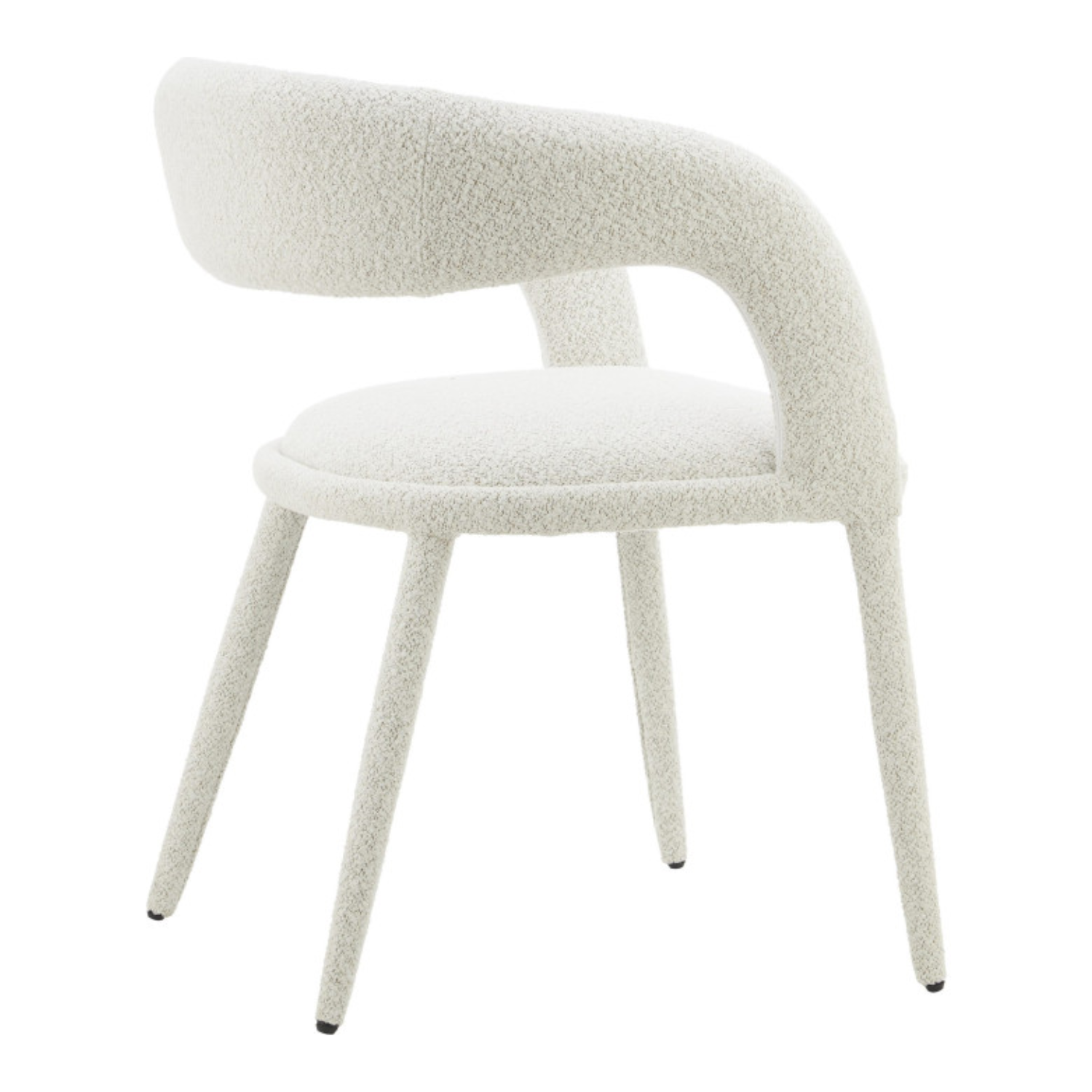 Chaise design – Assise et dossier en tissu bouclé, piétement acier (Beige / Blanc)