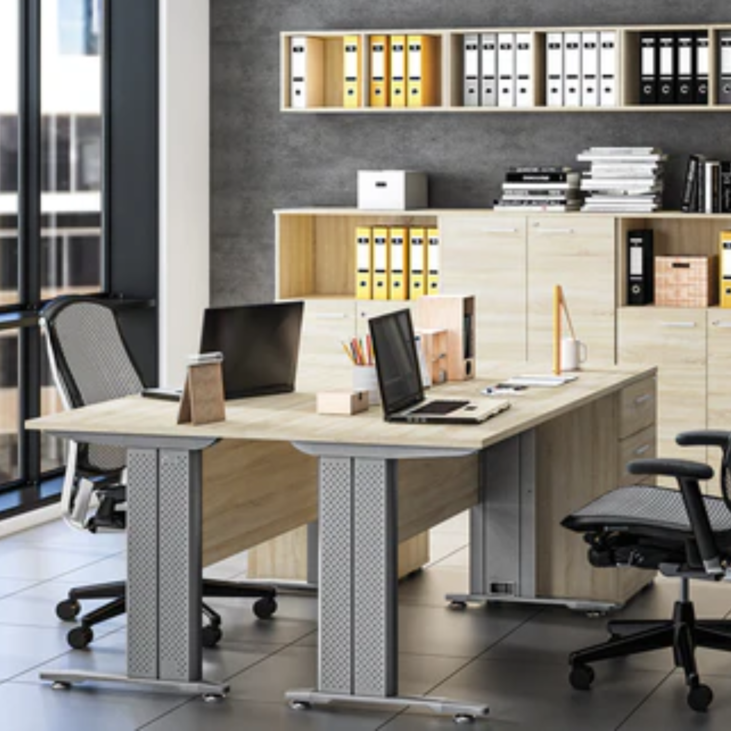 Bureau Moderne avec Bordure ABS - Résistant et Élégant en Lumière de Sonoma