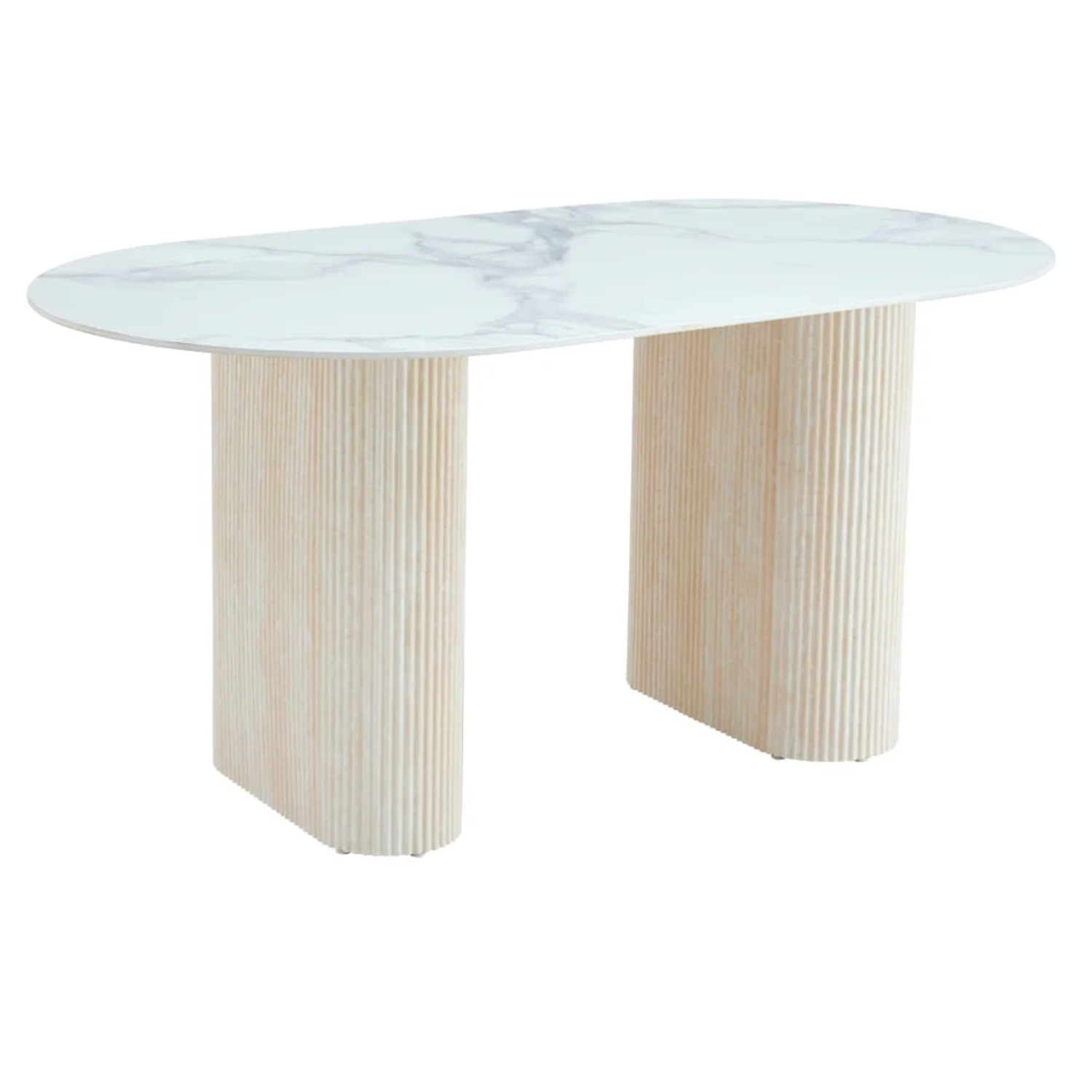 Table à manger – Design pierre naturelle – Plateau céramique marbre ou travertin – Pied effet travertin ou beige – 160 ou 180 cm