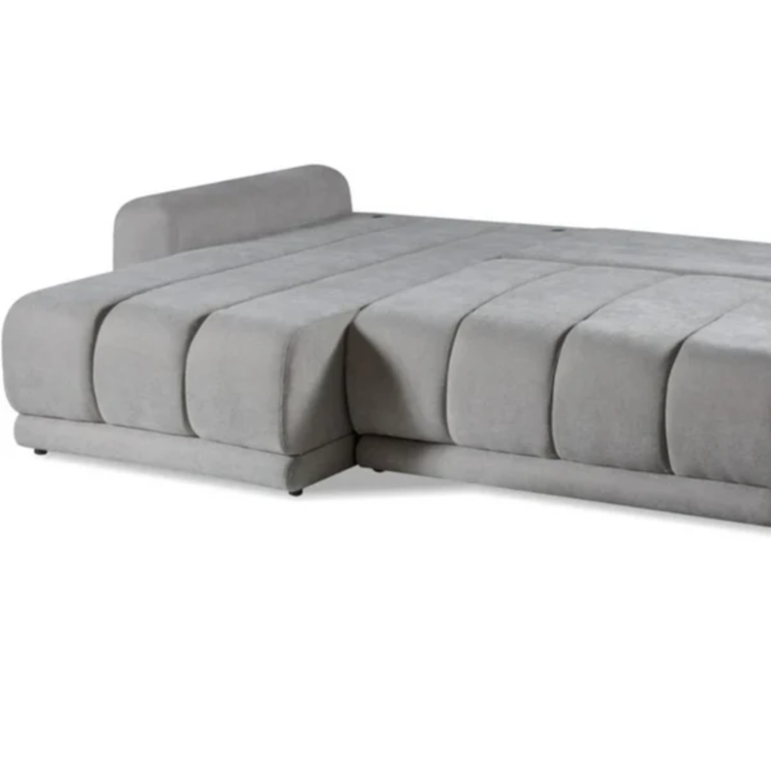 Canapé panoramique convertible Gris avec lit intégré et finitions haut de gamme