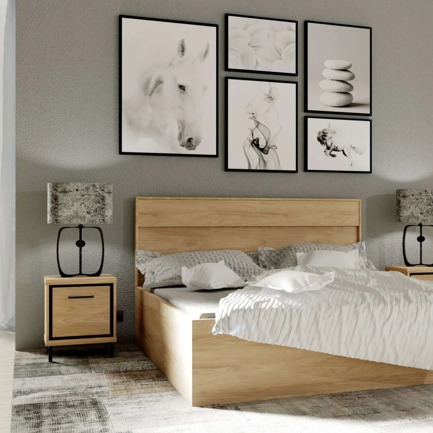 Table de chevet compacte avec tiroir et poignée métal – Design moderne clair et pieds optionnels