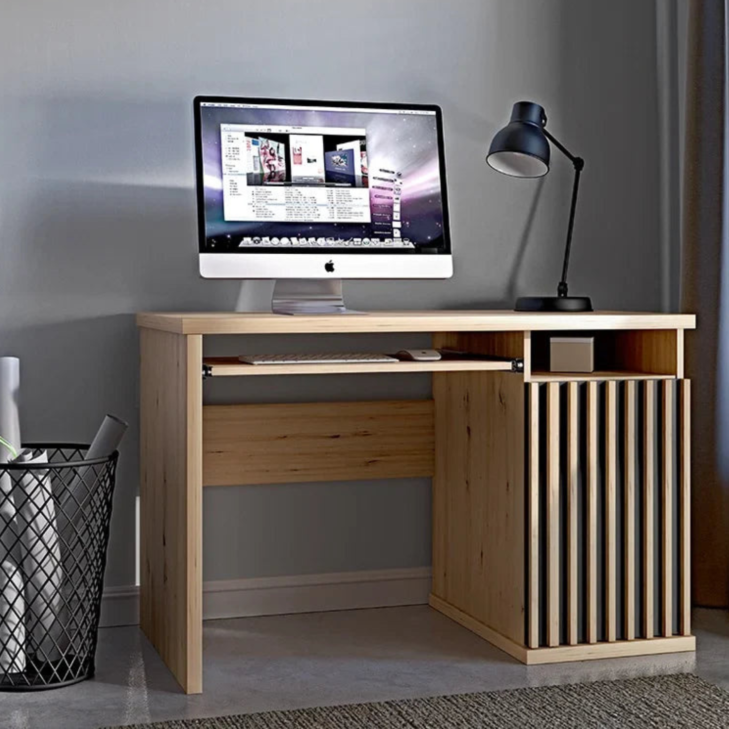 Bureau – Design moderne avec rangement, étagère coulissante et finition élégante