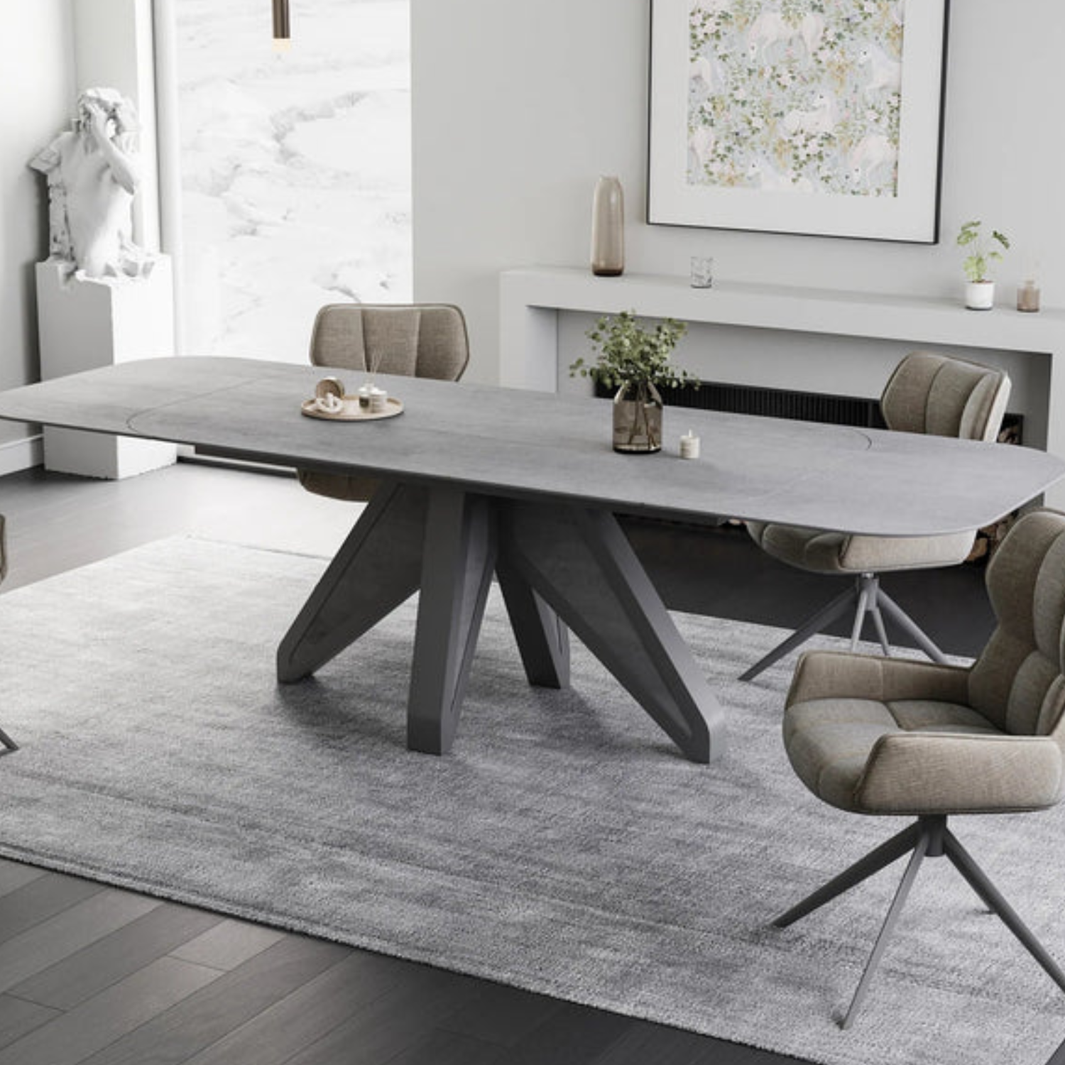 Table de salle à manger design extensible Bianca : une élégance céramique pour vos repas