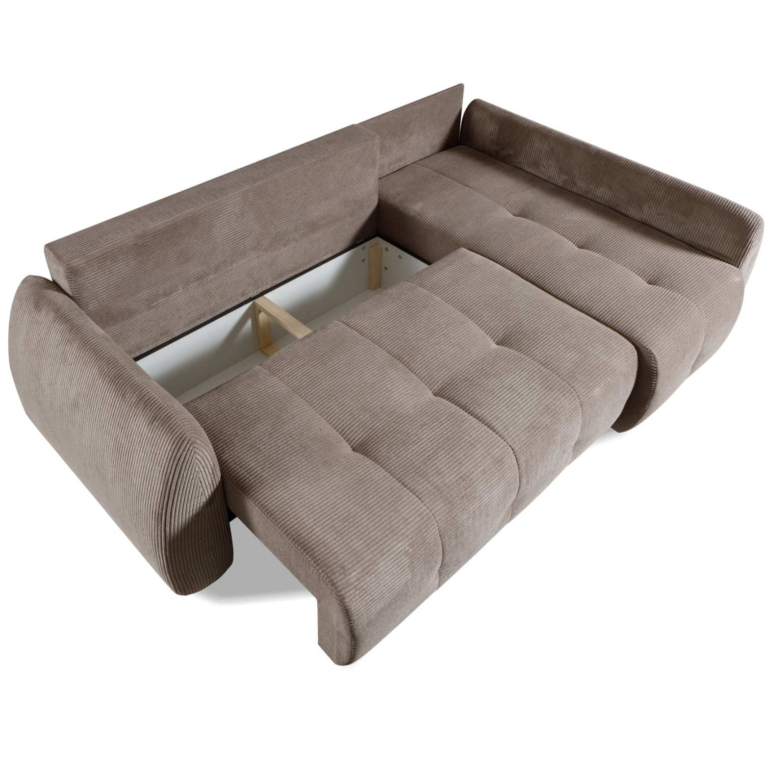 Canapé d'angle extensible matelassé 252 cm avec coffre marron