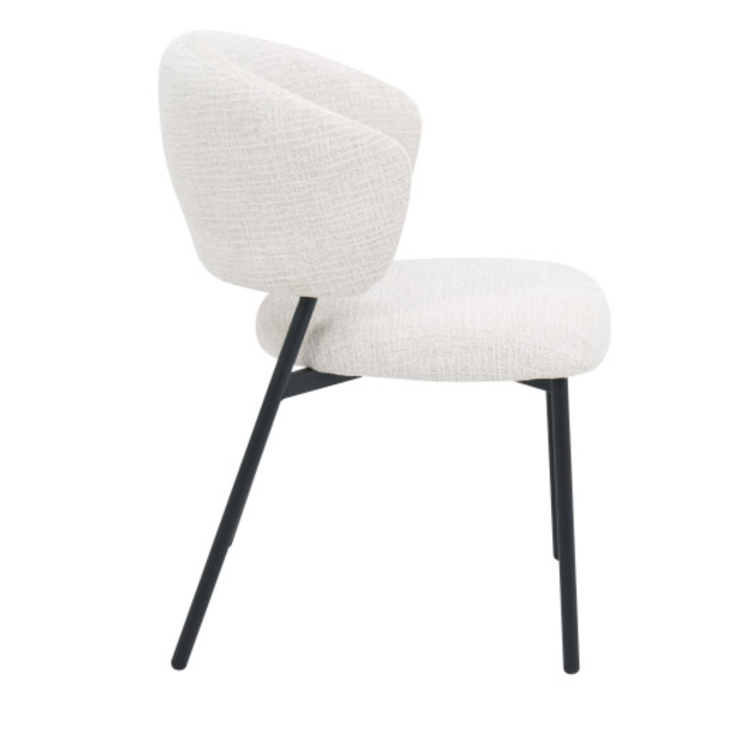Chaise design – Tissu texturé & piètement acier noir (Beige ou Blanc)