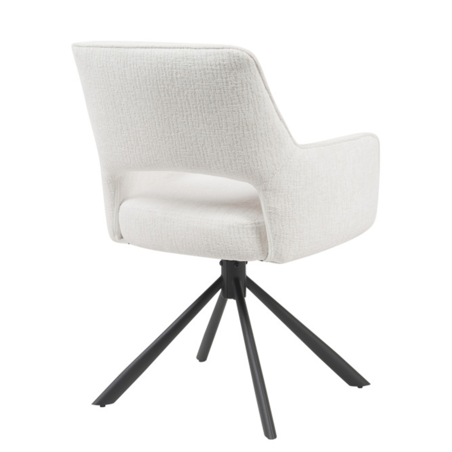 Chaise pivotante 360° – Tissu bouclé avec ressorts ensachés & piètement acier noir (Beige ou Taupe)